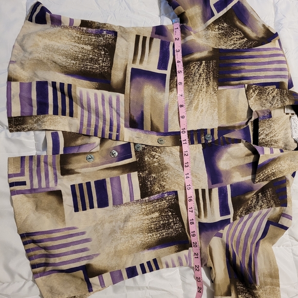 Kathy Che vintage purple, brown, and tan mid sleeved blouse. Size 14. - Picture 5 of 8